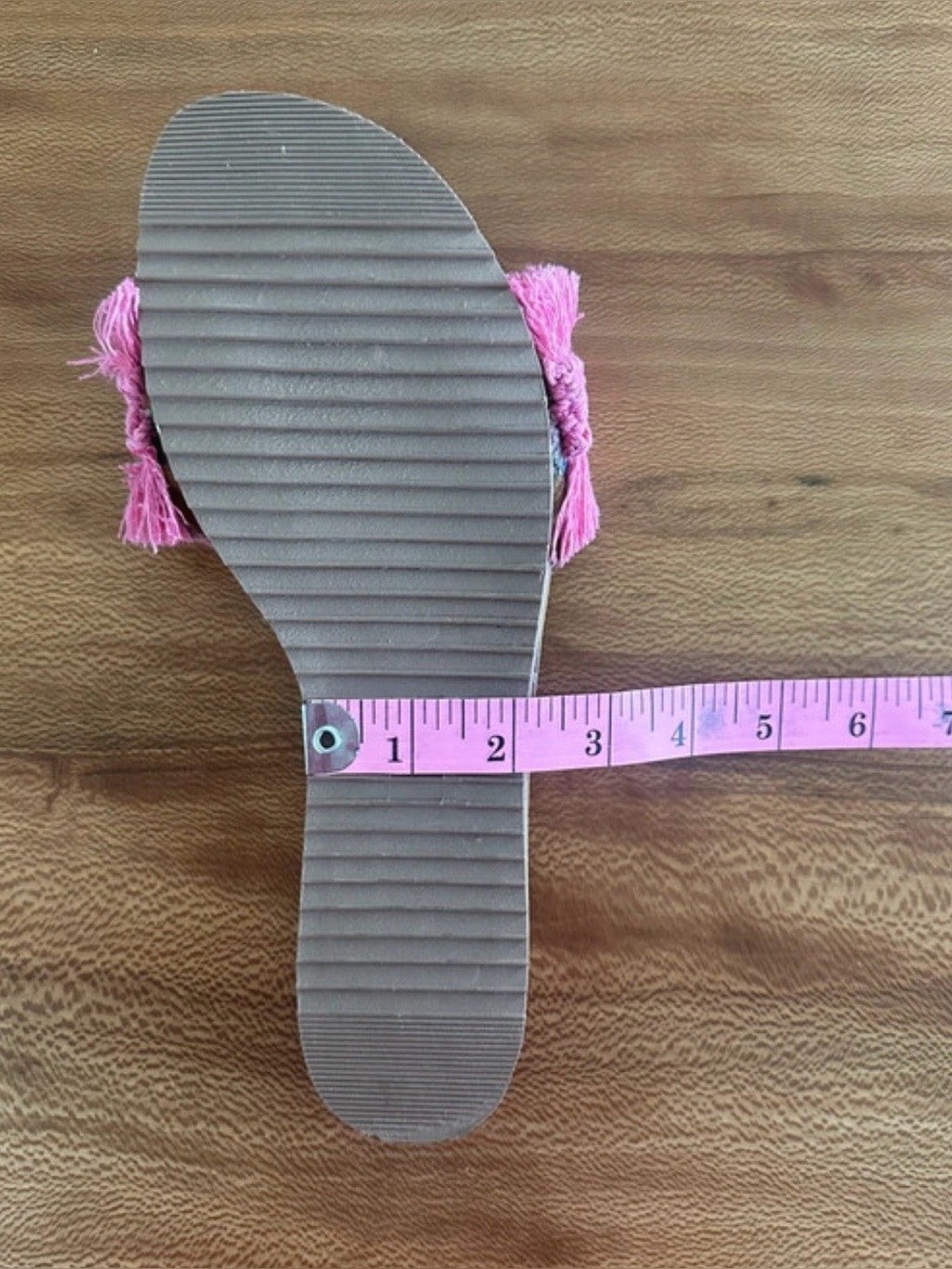 Pink Fringe Slide Sandals Boho Women | Size: 8 - Picture 10 of 11